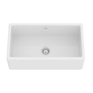 33 in. Farmhouse/Apron-Front Single Bowl Fireclay Kitchen Sink in White | The Home Depot