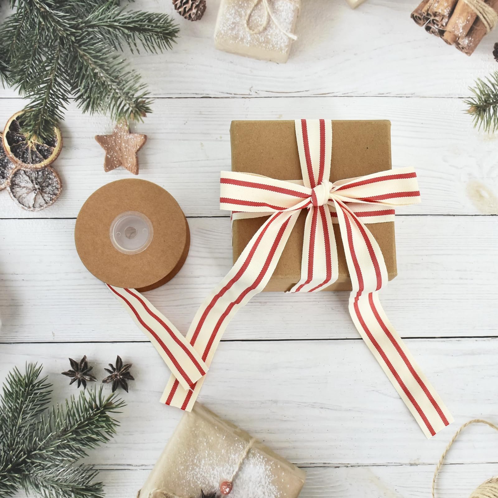 TONIFUL Red Natural Cotton Striped Ribbon 1 Inch x 10 Yard Grosgrain Ribbon for Crafts Accessorie... | Amazon (US)