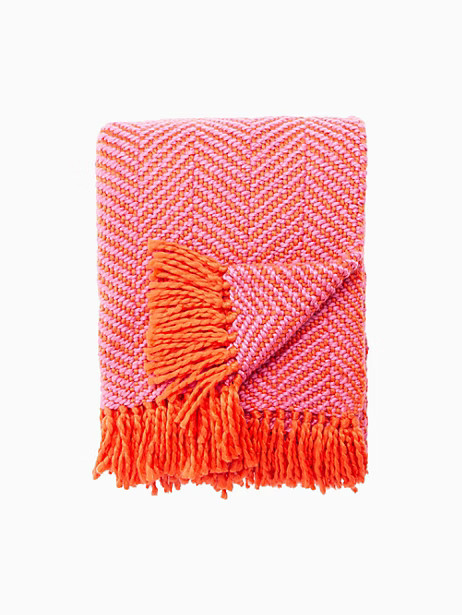 Kate Spade Seaport Herringbone Throw Blanket, Maraschino/Shocking Pink | Kate Spade (US)