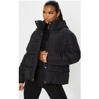 Black Hooded Puffer Jacket | PrettyLittleThing US