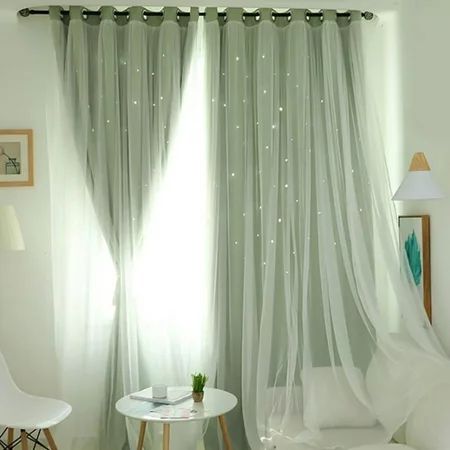 Luxsea Modern Lace Princess Embroidery Double-Deck Blackout Voile Décor Drapes Panel Thermal Insulat | Walmart (US)