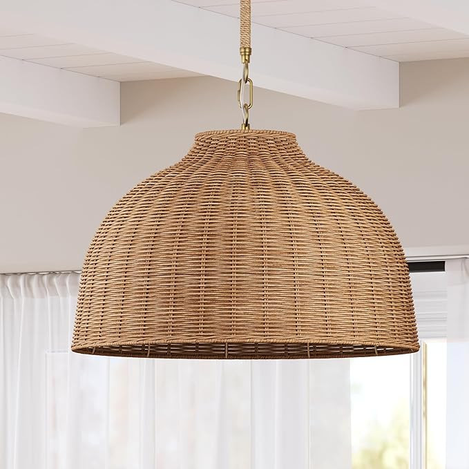 Nathan James Augustine Modern Farmhouse Rattan Pendant Light, Rattan Chandelier Pendant Lamp Shad... | Amazon (US)