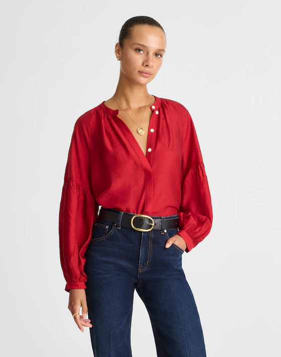 Shirred Balloon-Sleeve Top | Madewell