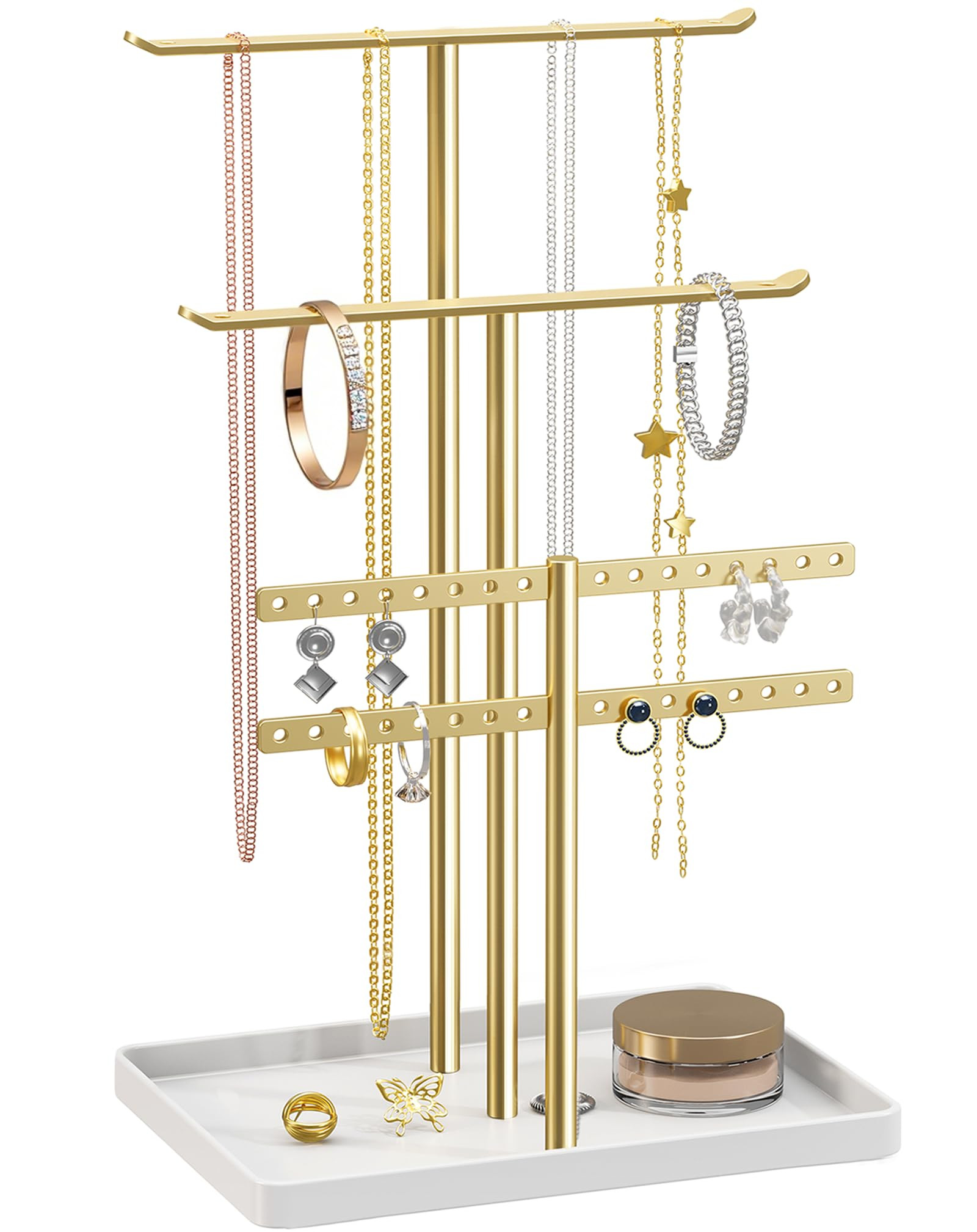 pickpiff Gold Jewelry Stand Holder Organizer: 12.5" Sturdy Hanger for 80 Pcs Jewelry, Jewlery Tow... | Amazon (US)