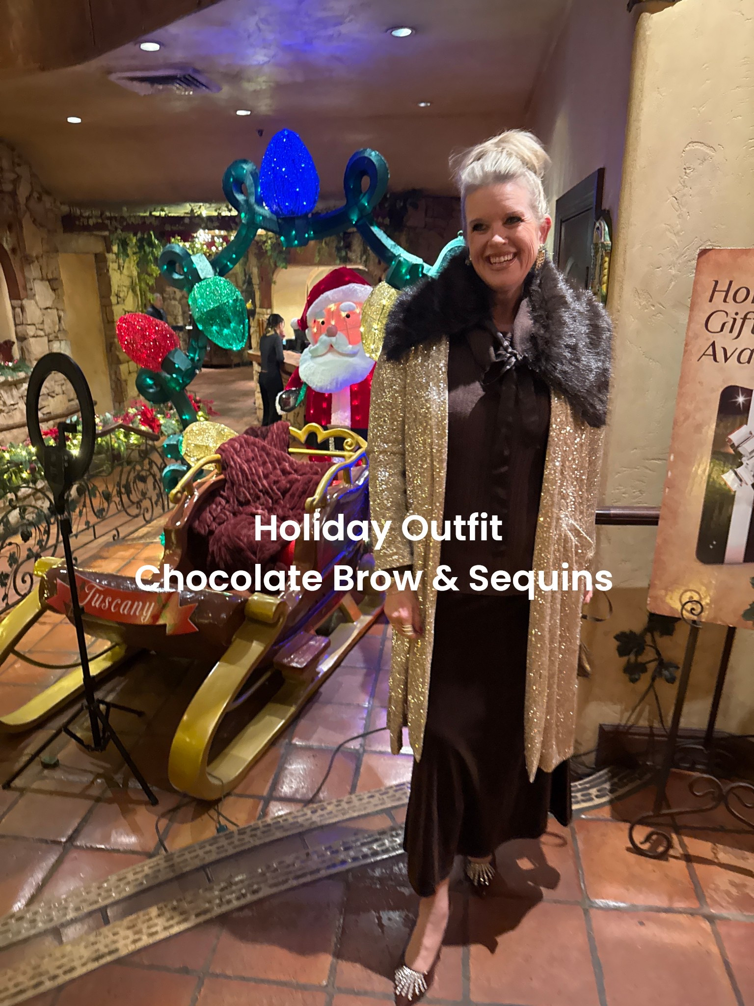 Holiday outfit Inspo

Chocolate Brown and sequins
Is a beautiful combo for the holidays.

Sequins duster Steve Madden tts

Chocolate brown velvet max skirt Ivy Co, last years & I am wear down on hips because I am tall, to make it longer in a small

Amazon  cowl neck textured sweater, tts in a med and great quality. 

Fur stole/shawl with satin ribbon bow


Brown kitten heels with rhinestone detail tts under $40

Anthropologie rhinestone earrings (sold out) linked similar



#LTKHoliday #LTKootd #LTKOver40