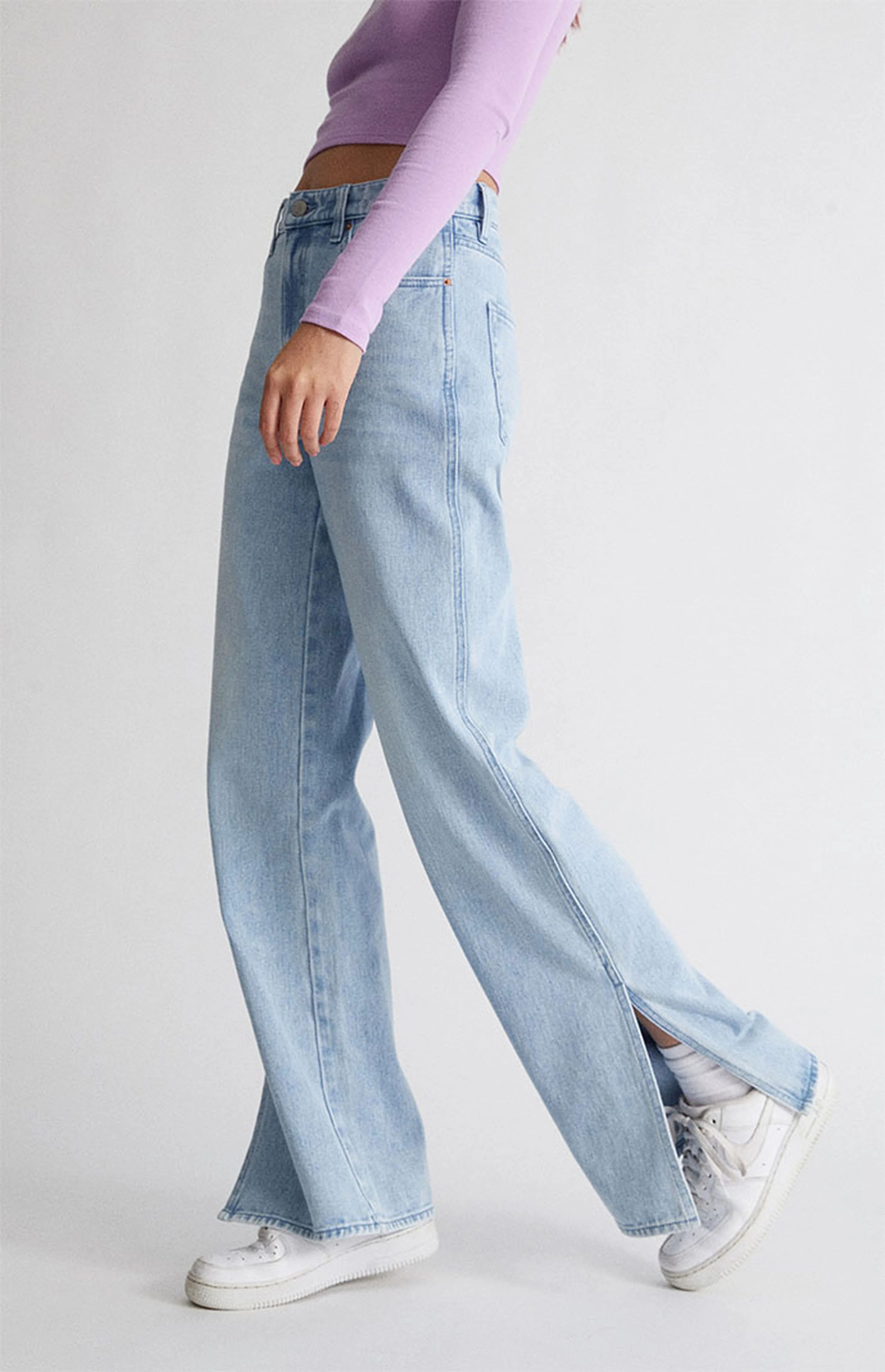 PacSun Light Blue Slit Baggy Jeans | PacSun