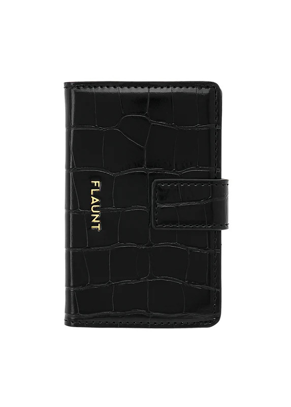 Black Crocodile Faux Leather MagSafe Wallet (Works with MagSafe Cases Only) | FLAUNT