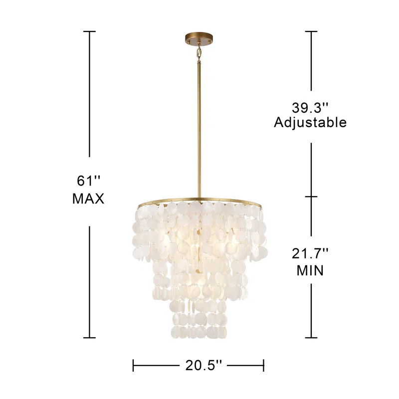 Zussen 4 - Light 20.5" Glossy Bronze Tiered Chandelier with Natural White Shell | Wayfair North America
