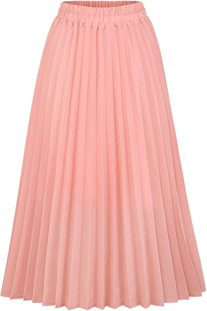 CHARTOU Womens Chic Elastic High Waisted A Line Leopard Print Pleated Shirring Midi-Long Skirt | Amazon (US)