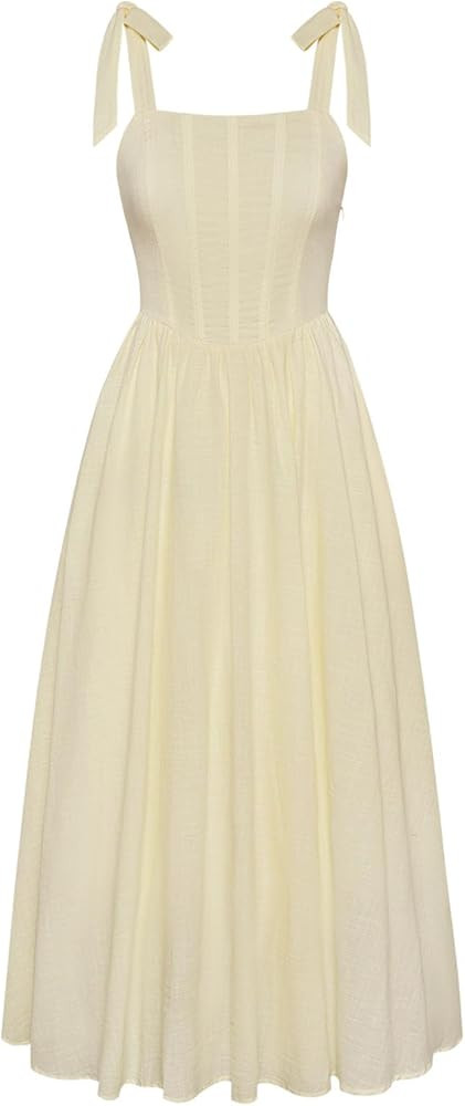 Scarlet Darkness Women Renaissance Corset Dress Square Neck Cottagecore Fishbone Sundress | Amazon (US)