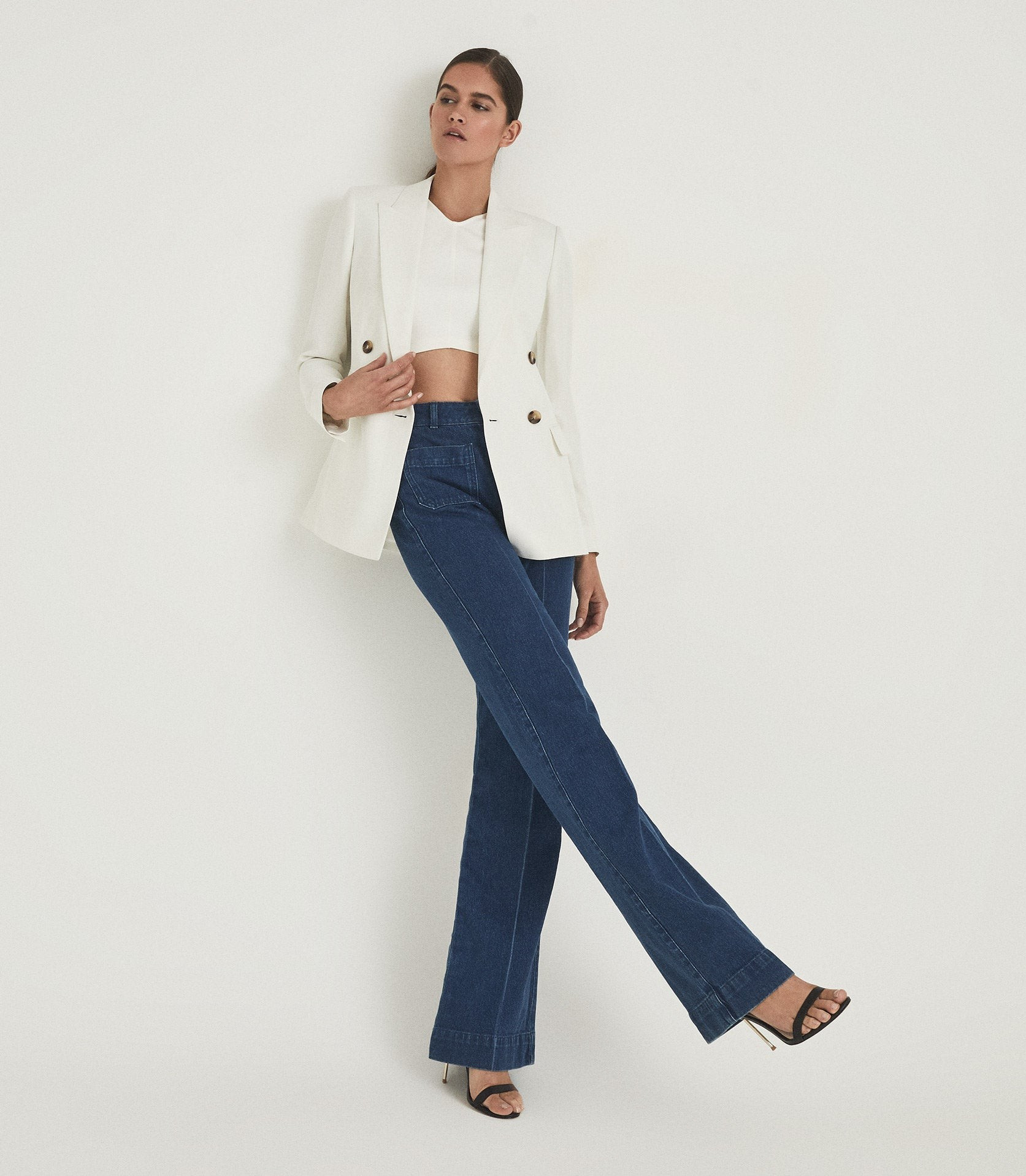 LINEN BLEND DOUBLE BREASTED BLAZER | Reiss (UK)