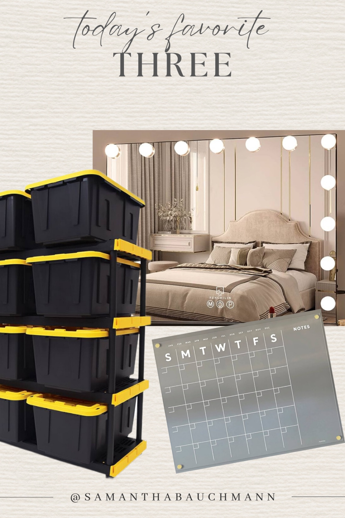 Today’s favorite three! Storage totes, spring cleaning, organization, acrylic refrigerator calendar, fridge calendar, markers, vanity light up bulb mirror, hotel mirror, fancy lighting mirror. Amazon finds 

#LTKfamily #LTKhome