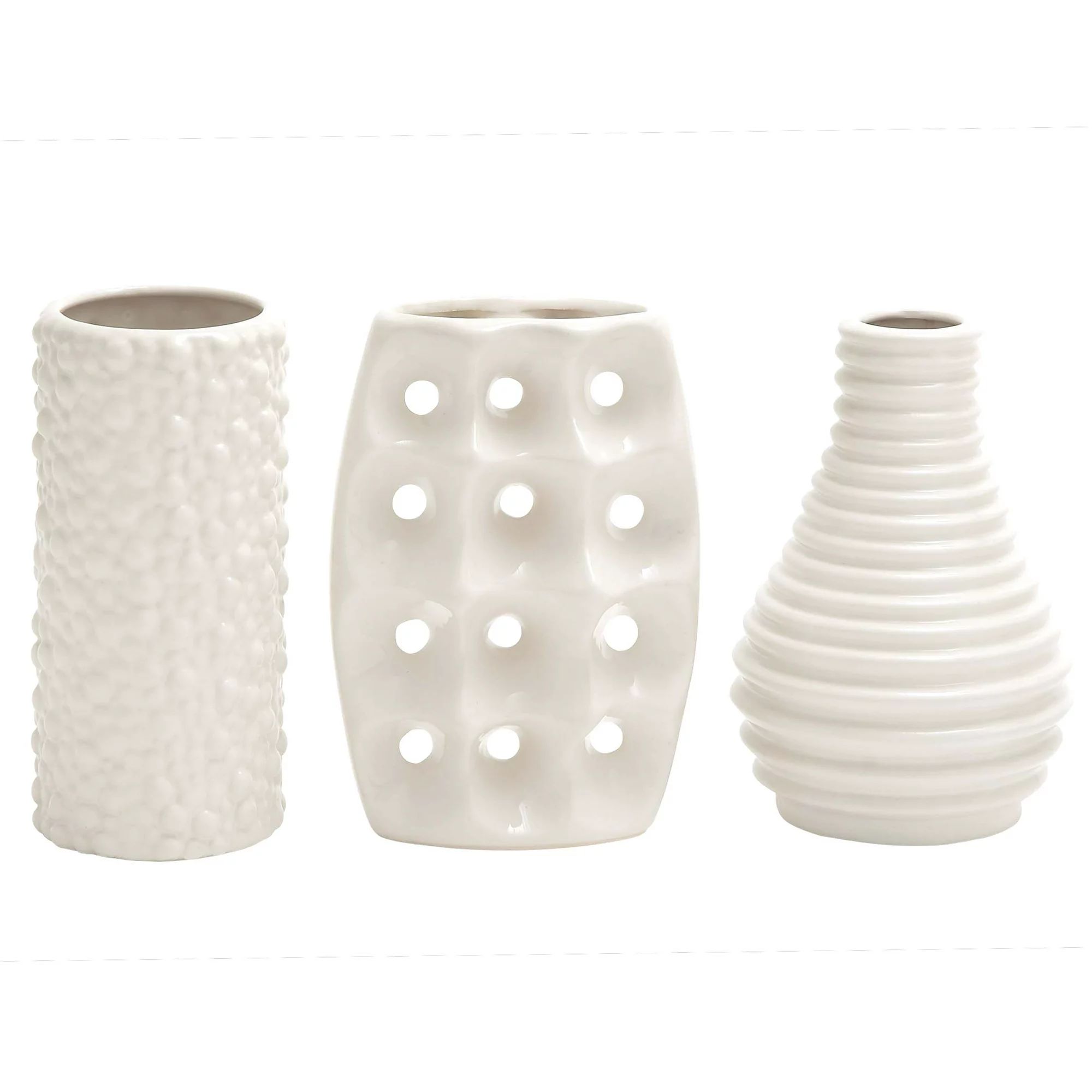 CosmoLiving by Cosmopolitan 5"W, 8"H Stoneware Modern Vase, White, 3 - Pieces | Walmart (US)