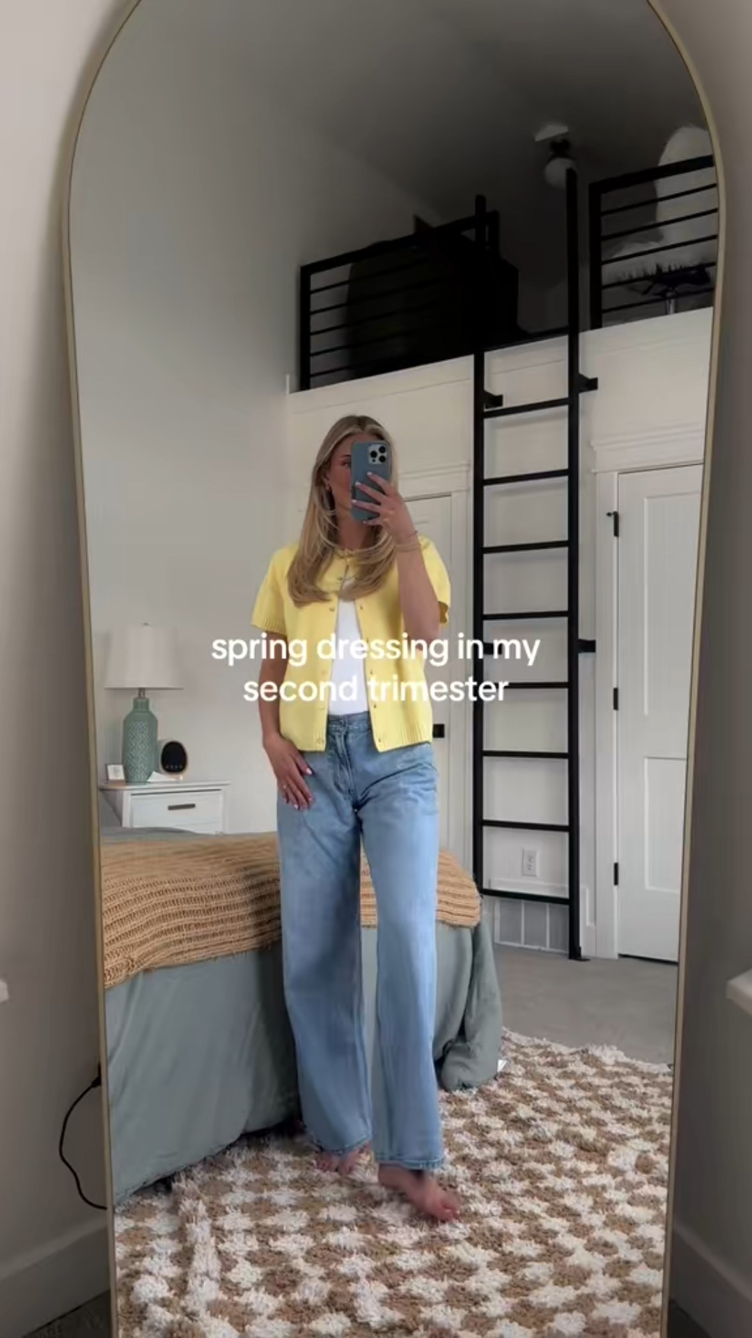 Sized up one size in the jeans to fit the bump! 