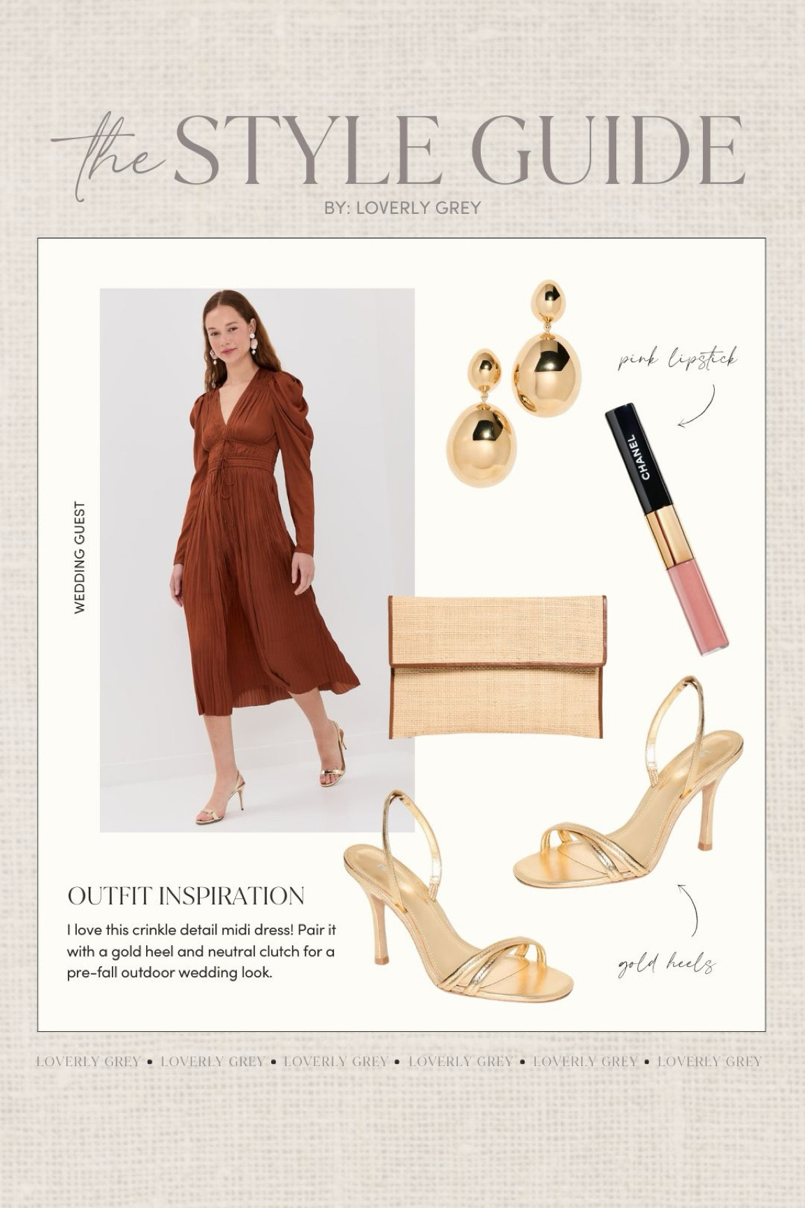 Wedding guest outfit idea. This crinkle midi dress and gold heels are perfect for an outdoor ceremony. Loverly Grey, wedding guest 

#LTKSeasonal #LTKWedding #LTKStyleTip