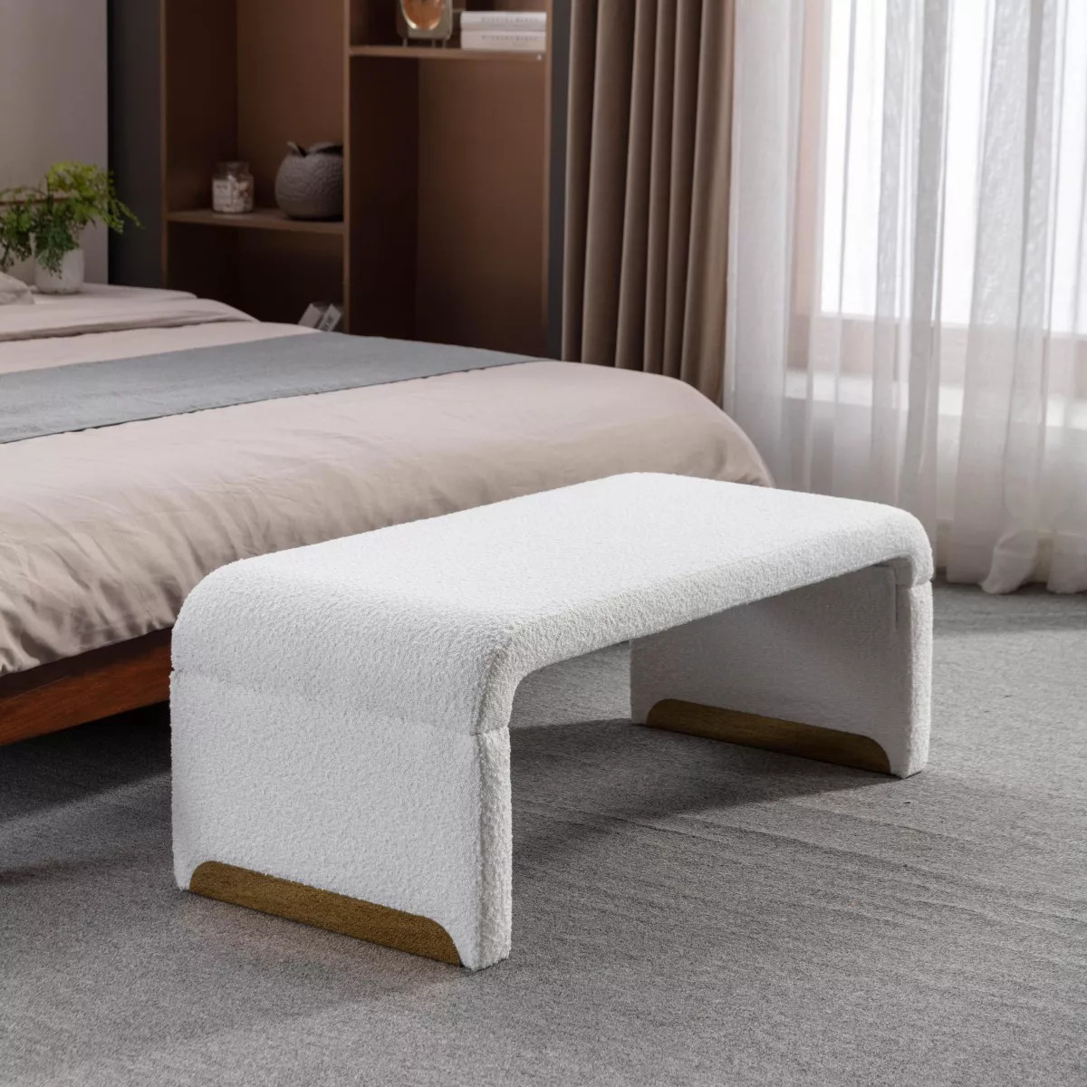 Bedroom Foot Bench End Of Bed Bench,Brown Window Bench,Upholstered Footrest Stool With Gold Metal... | Target