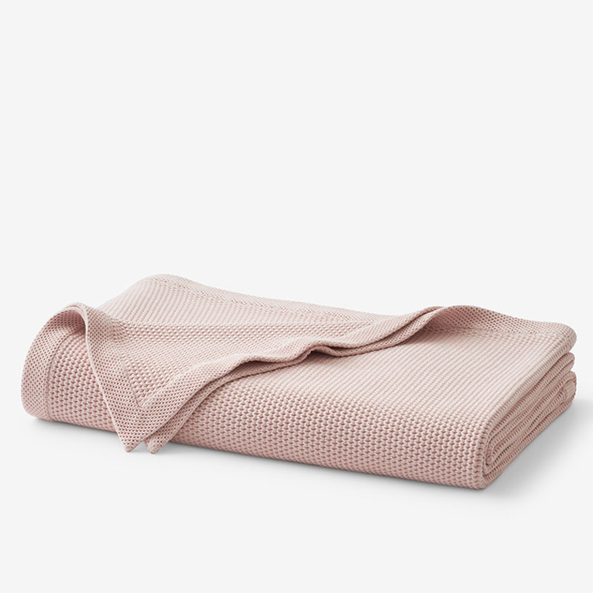 Garter Stitch Blanket - Pink Blush, Size Twin, Cotton | The Company Store | The Company Store