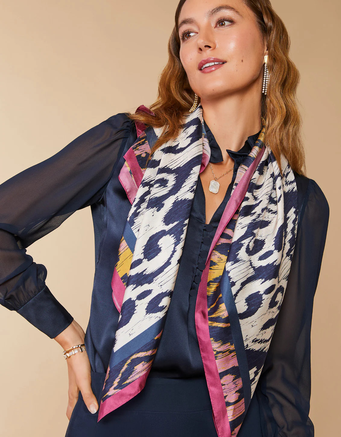 Midi Silk Scarf Bascom Ikat | Spartina 449