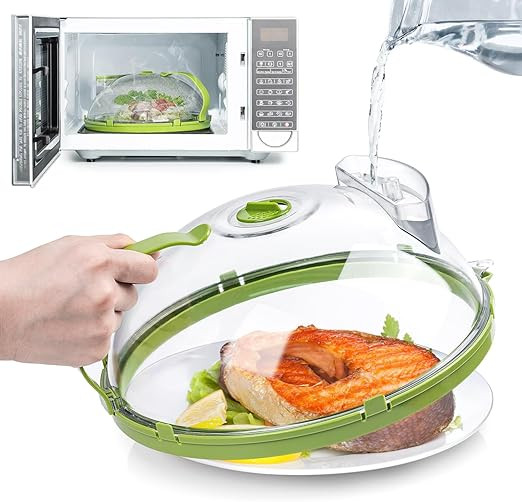 Gracenal Microwave Cover for Food, Clear Microwave Splatter Cover with Water Steamer and Handle, ... | Amazon (US)