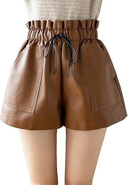 SCHHJZPJ High Waisted Wide Leg Black Faux Leather Shorts for Women | Amazon (US)