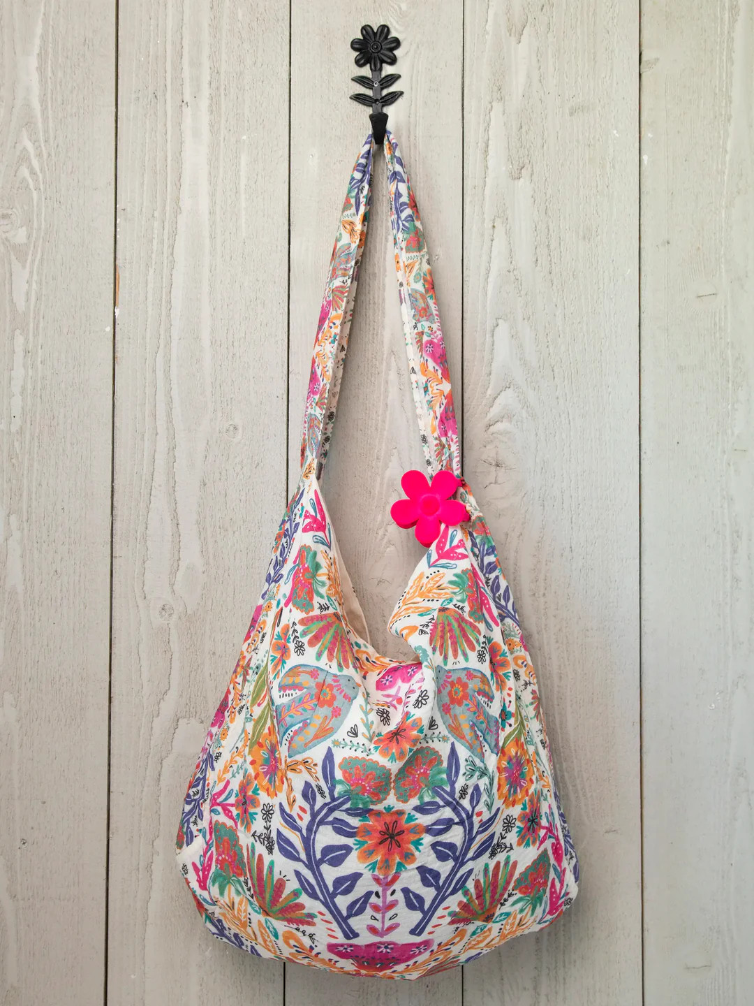 Gauze Oversized Sling Tote Bag - Cream Floral | Natural Life