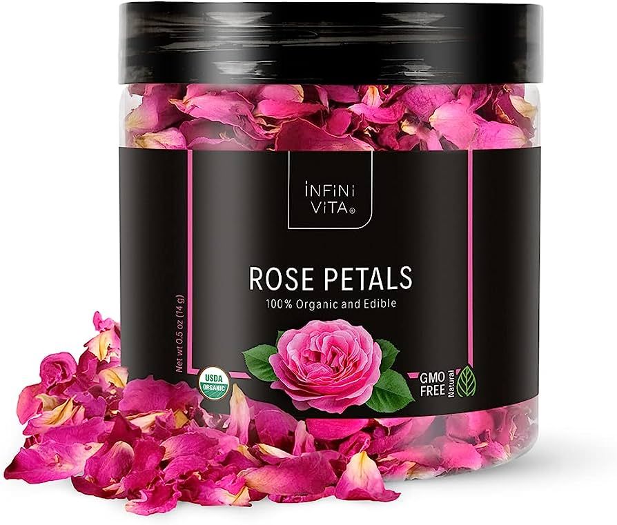 Infini Vita Dried Rose Petals 14g (0.5oz) - Edible Red Rose Tea - Dried Flowers for Cake Decorati... | Amazon (US)