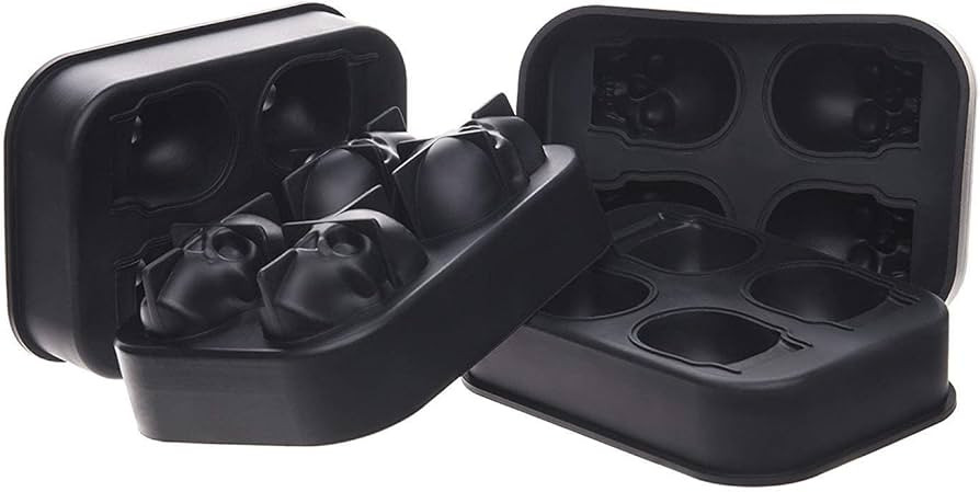 Ice Cube Tray 3D Skull Ice Mold-2Pack Easy Release Silicone mold 8 Cute and Funny Ice Skull for W... | Amazon (US)