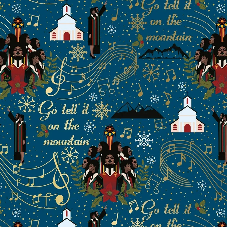 Black Paper Party Christmas Wrapping Paper, 40 Sqft, Multicolor Christmas Choir | Walmart (US)