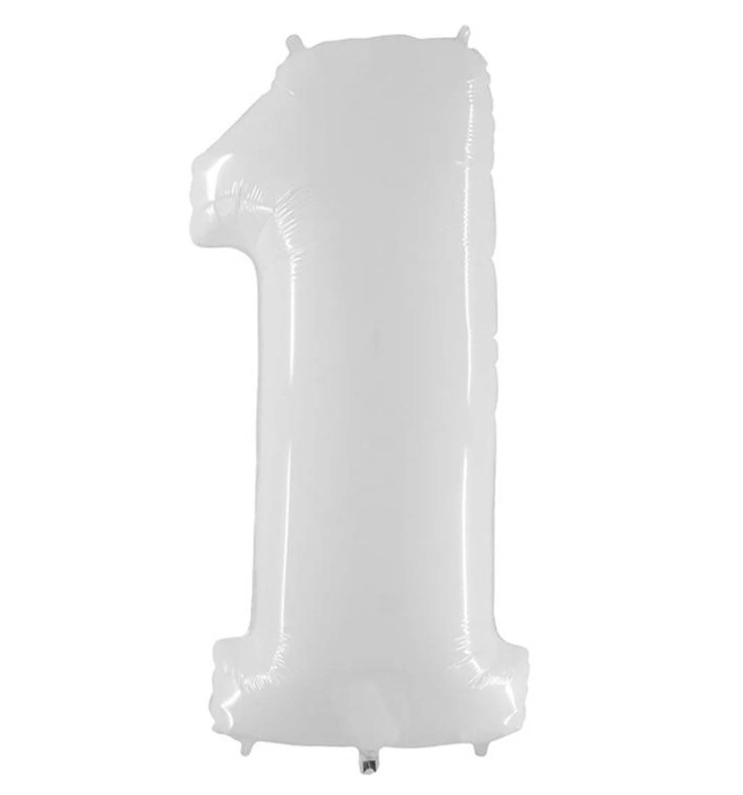 White Number 1 Balloon | White First Birthday Balloons | Mylar Number Balloons | Large Foil Ballo... | Etsy (US)