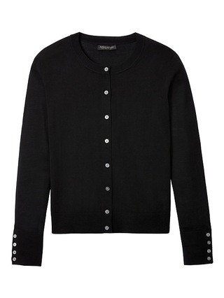 Banana Republic Womens Merino Button-Cuff Cardigan Black Size L | Banana Republic US