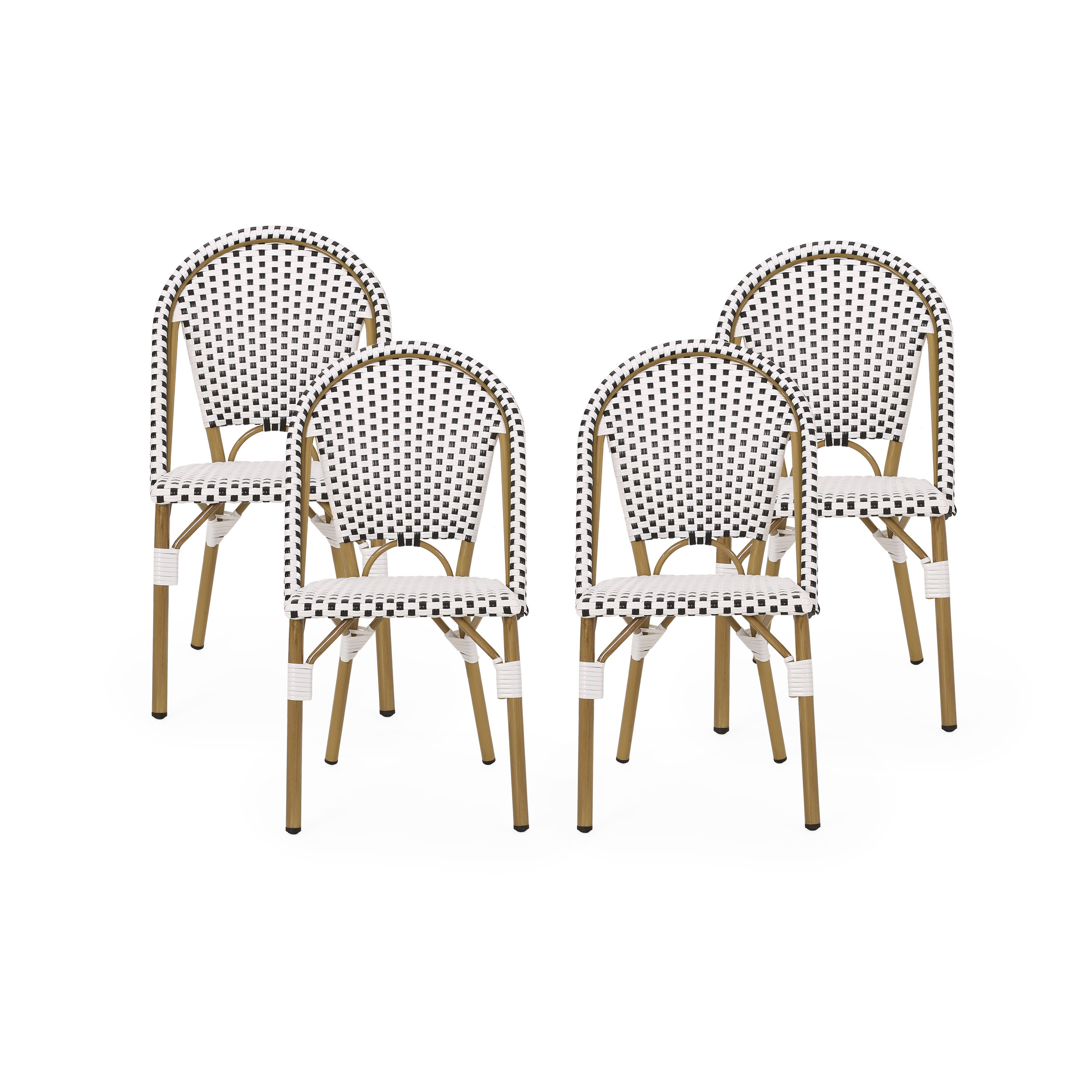 Desire Outdoor French Bistro Chair , Set of 4, Black, White, and Bamboo Finish - Walmart.com | Walmart (US)