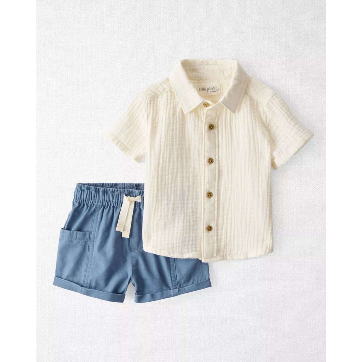 Little Planet by Carter's Organic Baby Boys' Woven Solid Coordinate Set - Newborn | Target