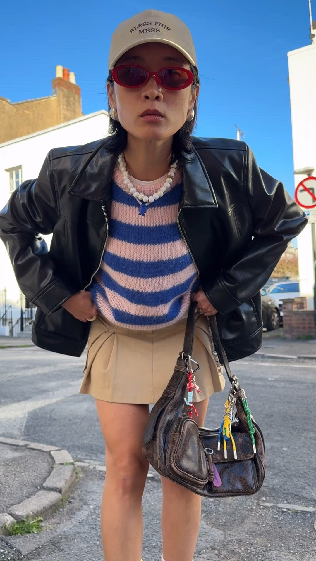 Striped knits, leather jacket, adidas trainers, bag charms, red cardigan, Sézane, asos, biker boots, pleated skirt, the Frankie shop, weekday, loafers, mango, damson madder, leopard, sporty outfit

#LTKeurope #LTKautumn #LTKstyletip