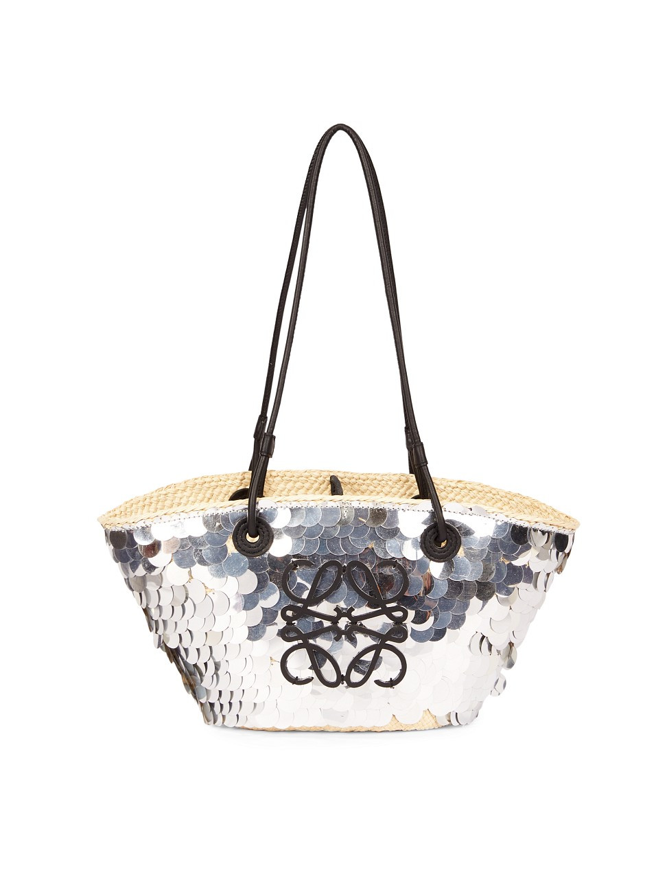 Women's LOEWE x Paula's Ibiza Small Anagram Sequined Basket Bag - Silver | Saks Fifth Avenue