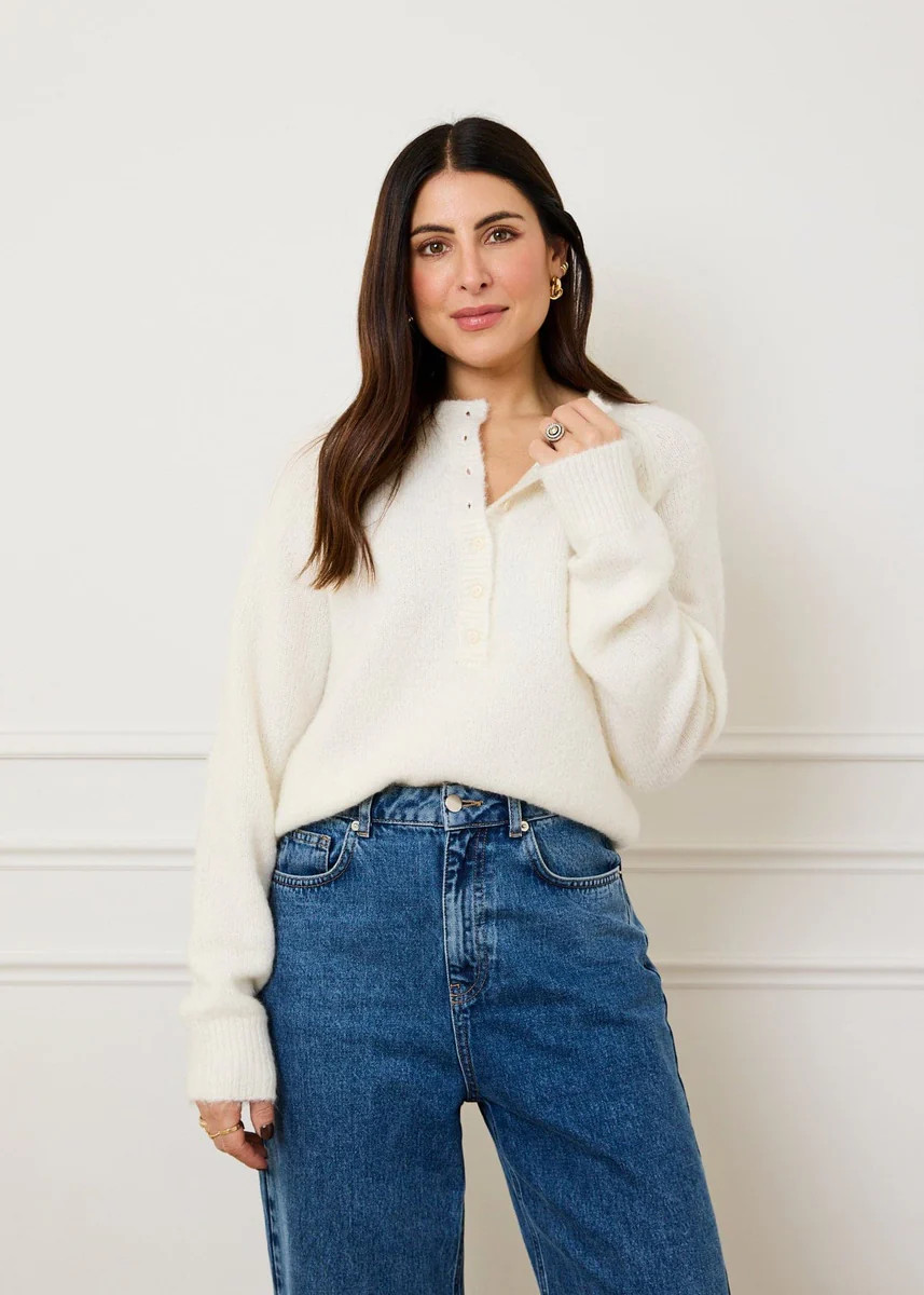 BRUSHED HENLEY KNIT - CREAM | WAT The Brand