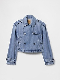 Cropped UltraSoft Denim Trench Jacket | Gap (US)