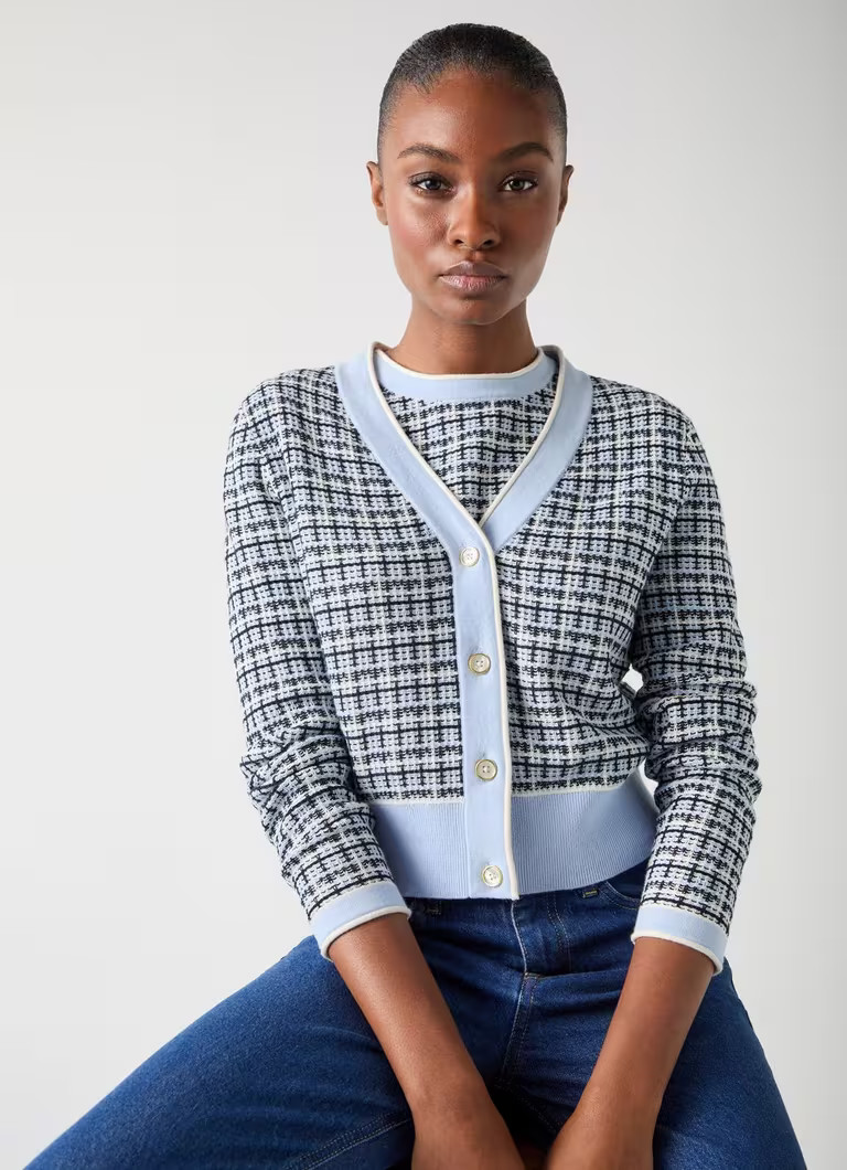 Honey Cotton Blend Blue Cardigan | L.K. Bennett (UK)