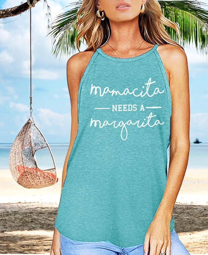Mamacita Needs a Margarita Women Funny Shirts Workout Tops Graphic Beach Holiday Outfit Tees | Amazon (US)