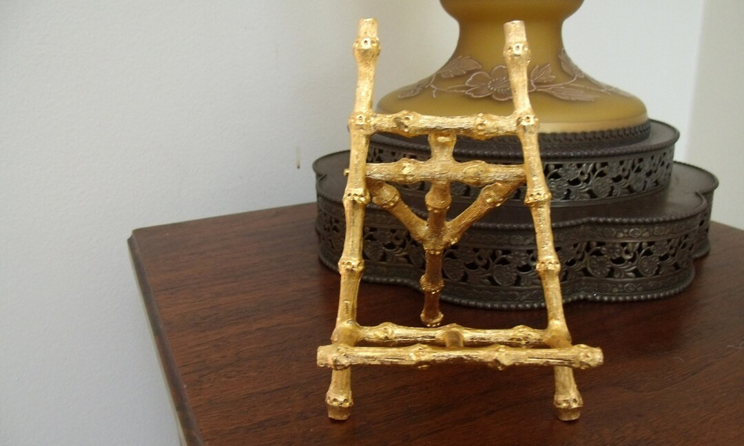 Vintage Gold Bamboo Easel Hollywood Regency - Etsy | Etsy (US)