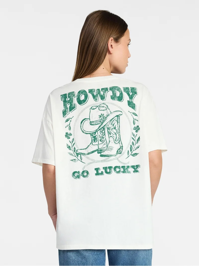Saint Patrick's Day Women's Howdy Go Lucky Graphic Tee from Way to Celebrate, Sizes S-XXXL | Walmart (US)