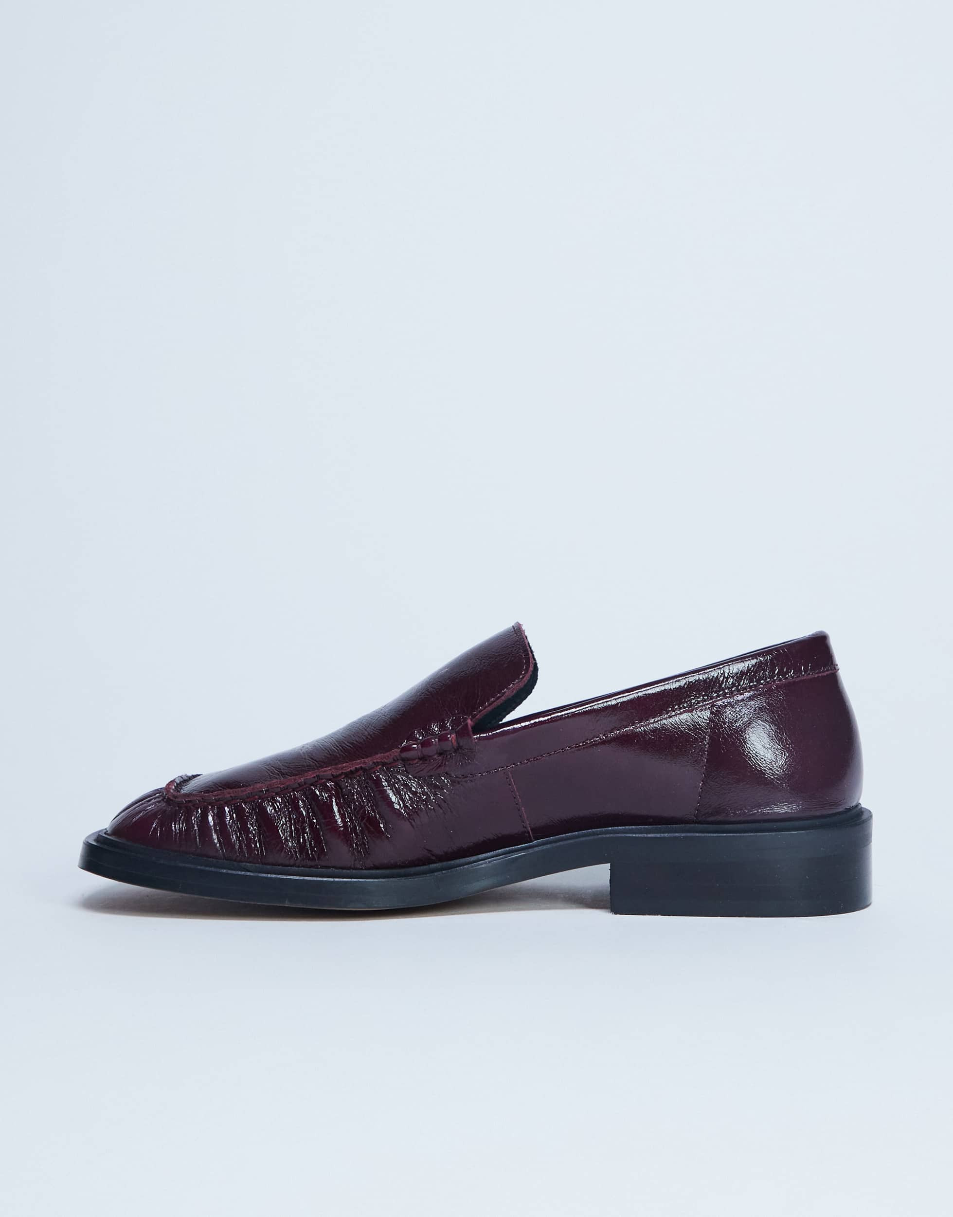 Topshop Premium Clover real leather loafers with ruched detail in burgundy | Topshop (UK, DE, FR)