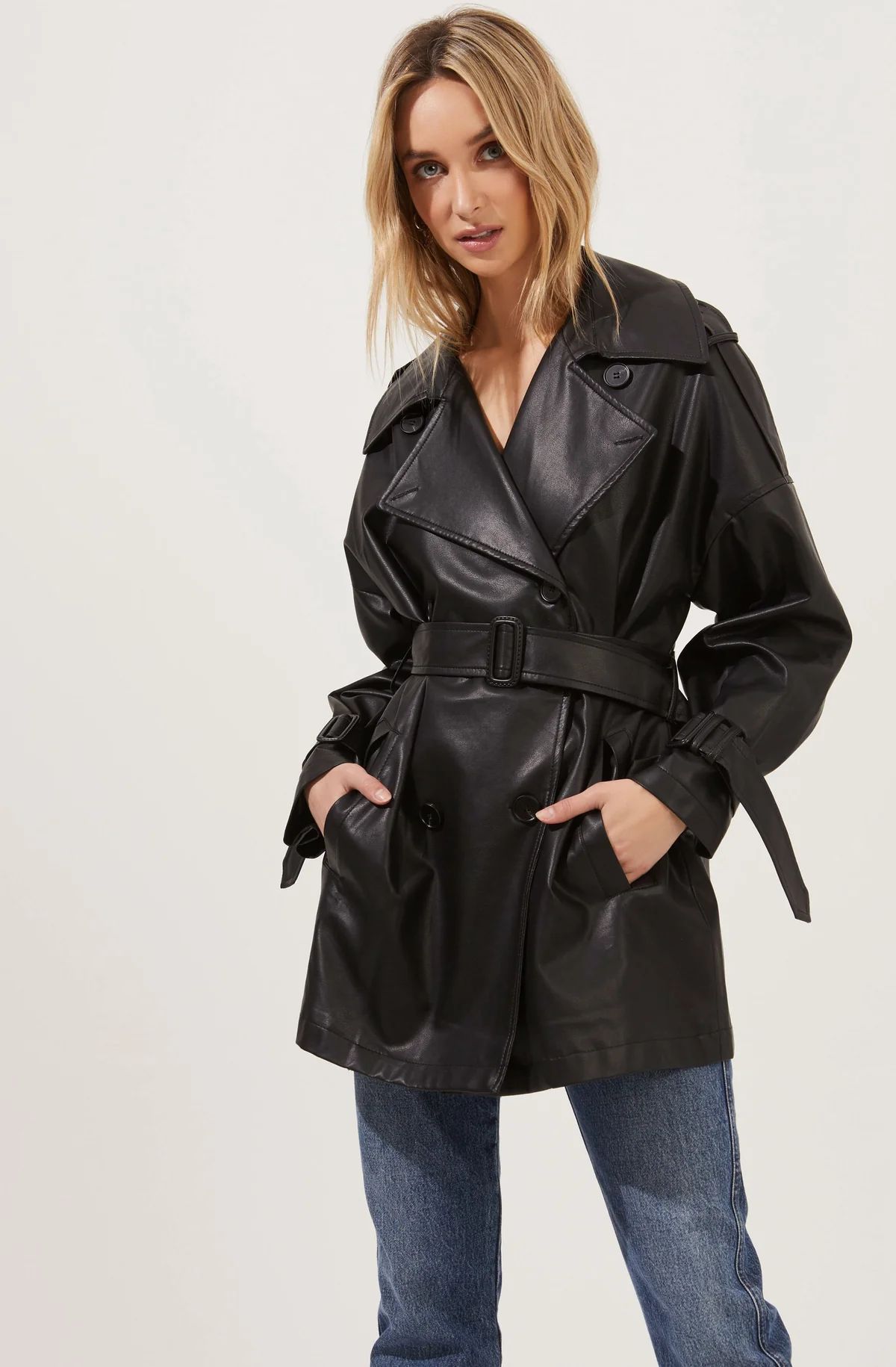 Peoria Belted Faux Leather Jacket | ASTR The Label (US)