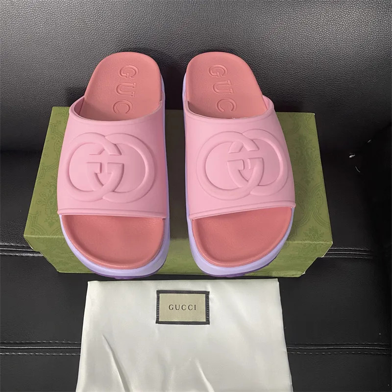 Gucci Dupe Slides Sandals Classics Sandal Flip Flops Ss6755 Rubber Slipper Non Slip Thick Bottom ... | DHGate