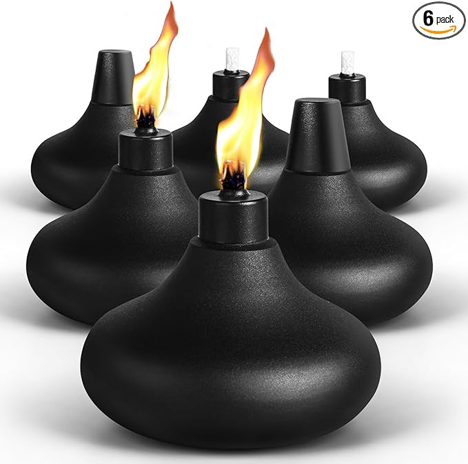 6 Pack Metal Table Top Torches, 24.5oz Citronella Torches for Outside, Refillable Flame Light Tor... | Amazon (US)