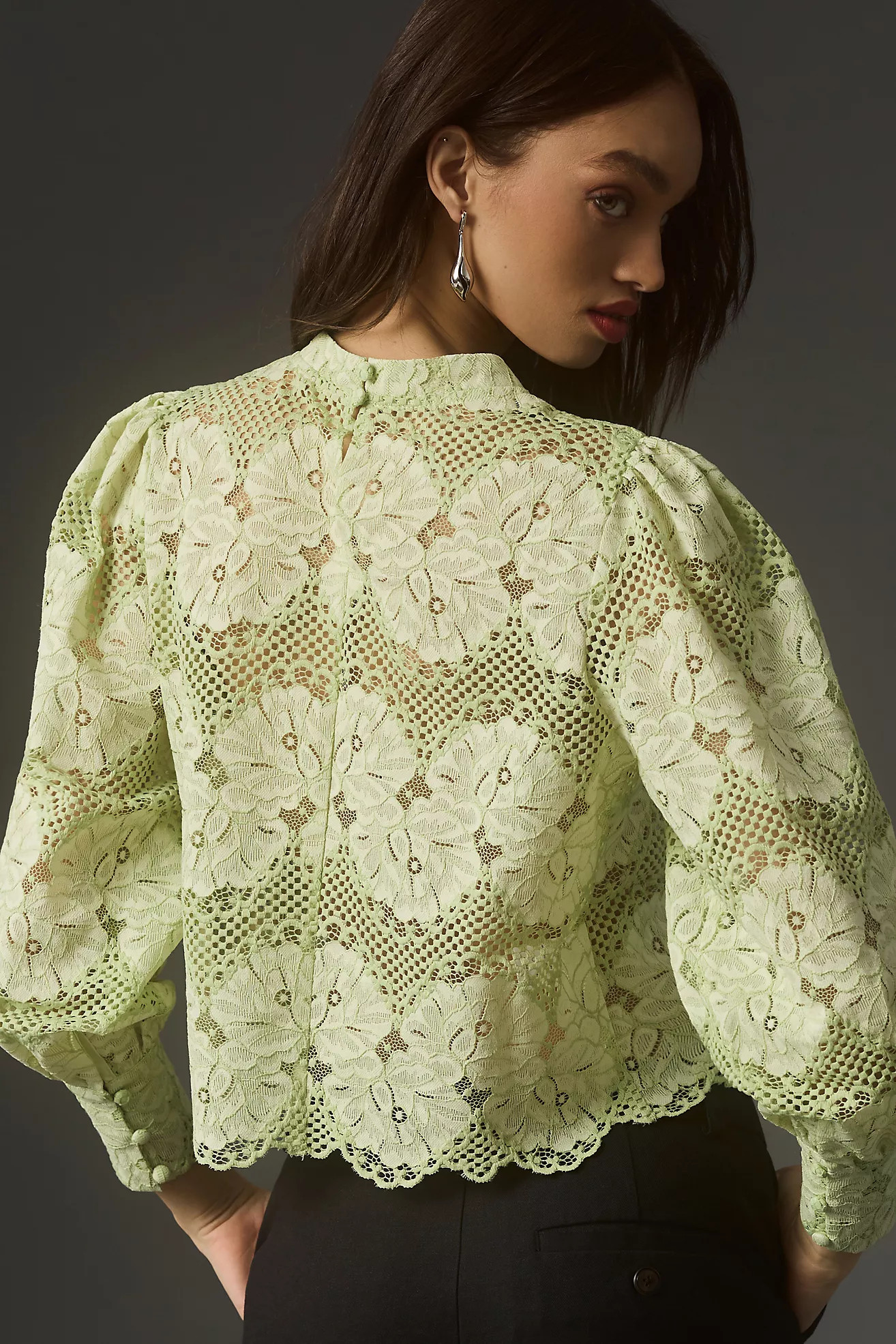 DOLAN Long-Sleeve Mock-Neck Lace Top | Anthropologie (US)