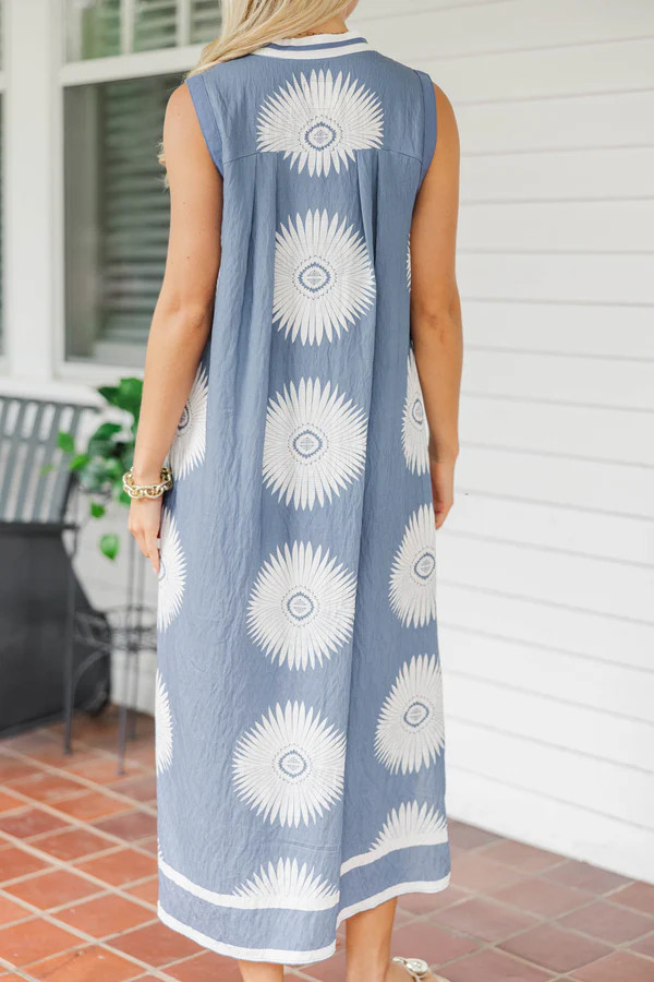 The Good Life Blue Medallion Midi Dress | The Mint Julep Boutique
