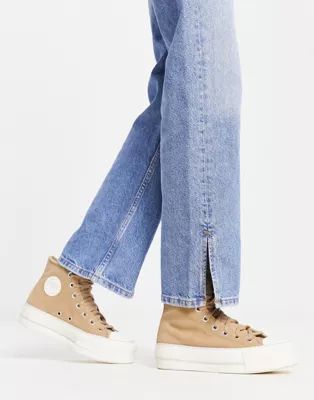 Converse Chuck Taylor All Star Lift Cozy Utility sneakers in desert sand | ASOS (Global)