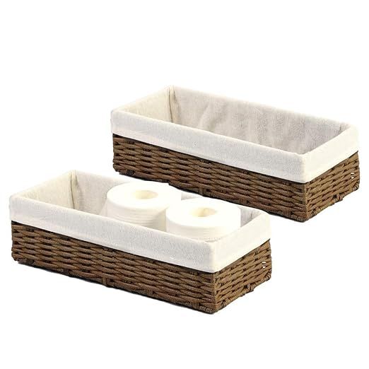 HOSROOME Bathroom Wicker Baskets for Organizing Toilet Paper Basket Storage Basket for Toilet Tan... | Amazon (US)