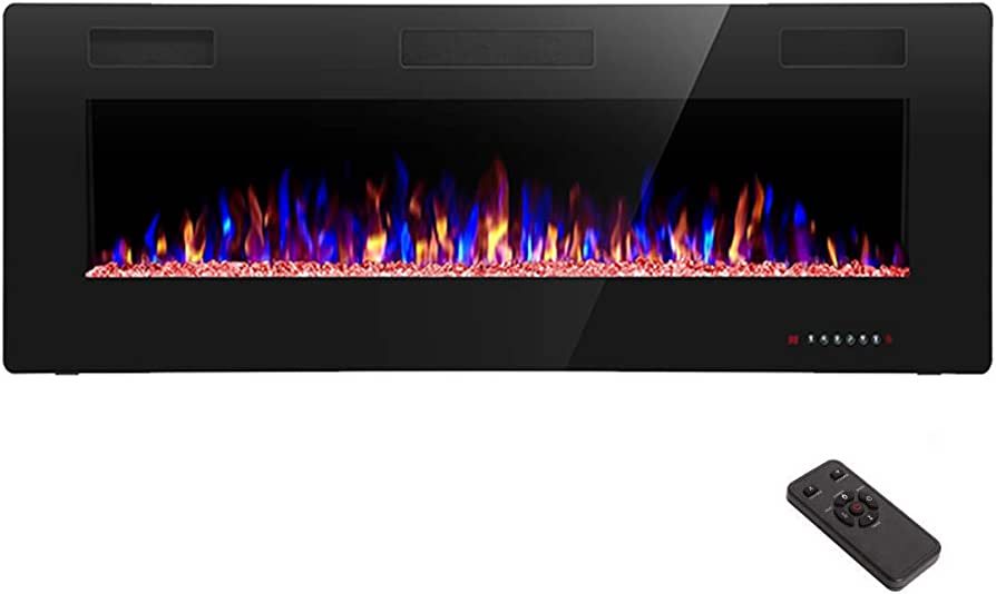 R.W.FLAME Electric Fireplace 50 inch Recessed and Wall Mounted,The Thinnest FireplaceLow Noise, F... | Amazon (US)