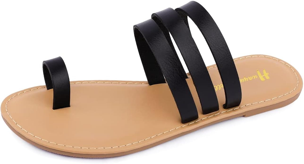 Women's Strappy Slides Flat Sandals Strappy Slides Sandals Open Toe Summer Shoes | Amazon (US)